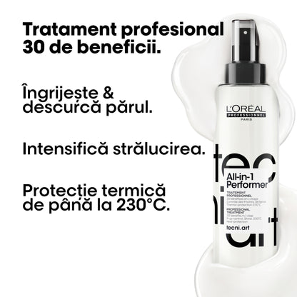Tratament profesional pentru par, fara clatire L’Oreal Professionnel Tecni.Art All-in-1 Performer, multifunctional cu 30 de beneficii, 190ml