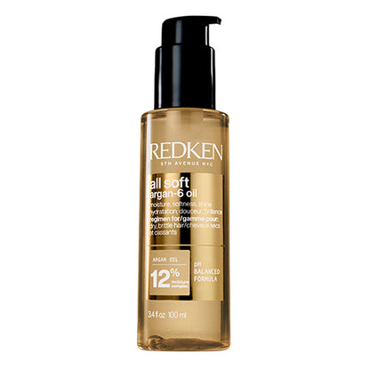 Ulei de par Redken All Soft Argan-6 cu ulei de Argan pentru par uscat, 100ml