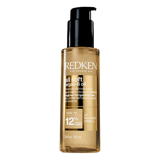 Ulei de par Redken All Soft Argan-6 cu ulei de Argan pentru par uscat, 100ml