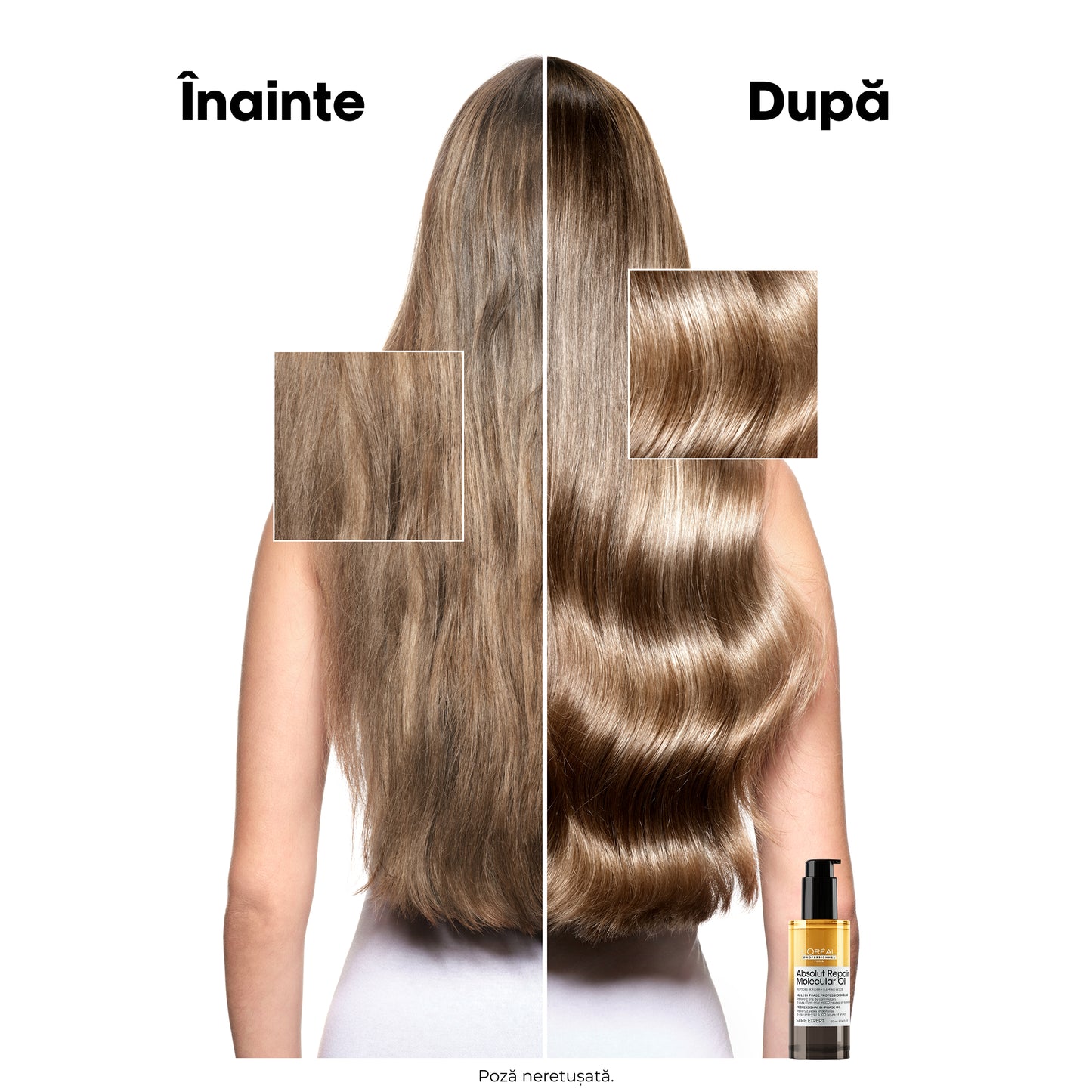 Ulei de par bifazic L’Oreal Professionnel SE Absolut Repair Molecular Oil, efect anti-frizz, nu necesita clatire, fara sulfati, 90ml