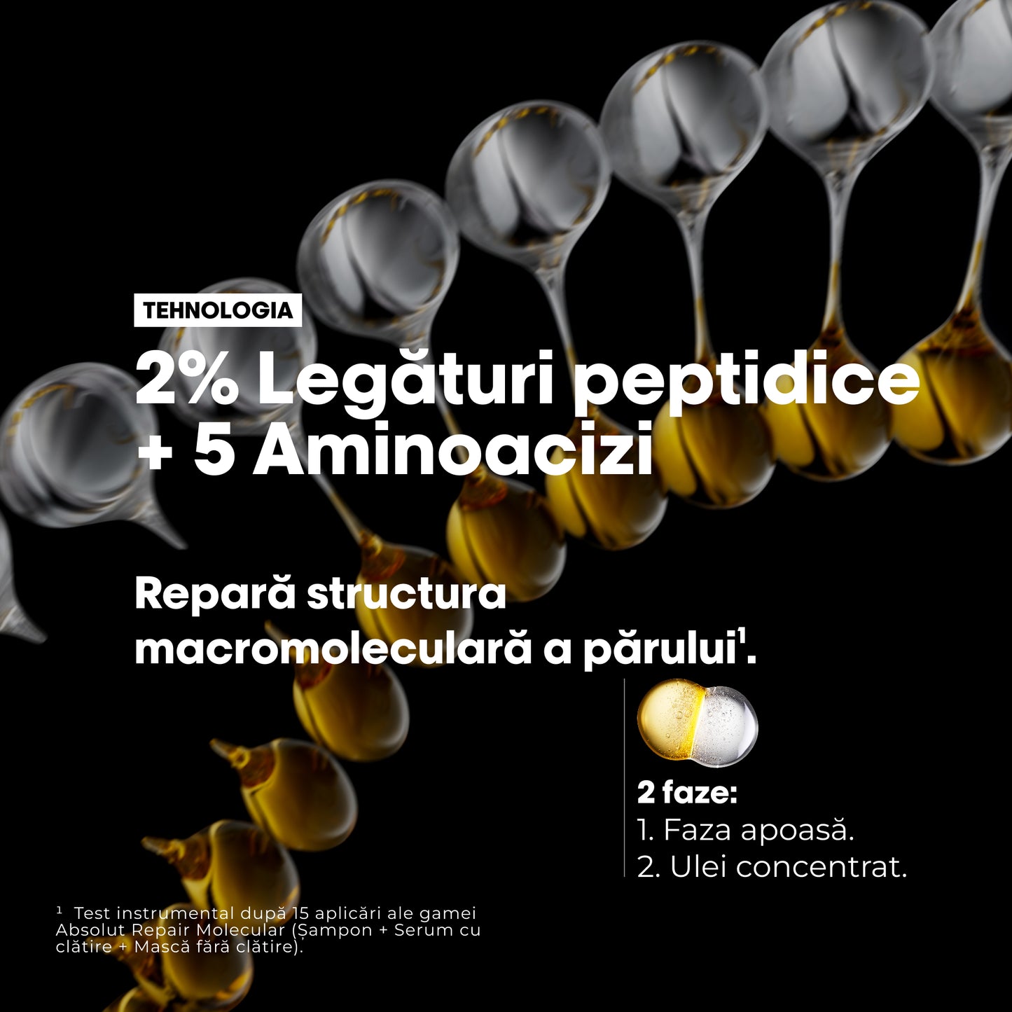 Ulei de par bifazic L’Oreal Professionnel SE Absolut Repair Molecular Oil, efect anti-frizz, nu necesita clatire, fara sulfati, 90ml