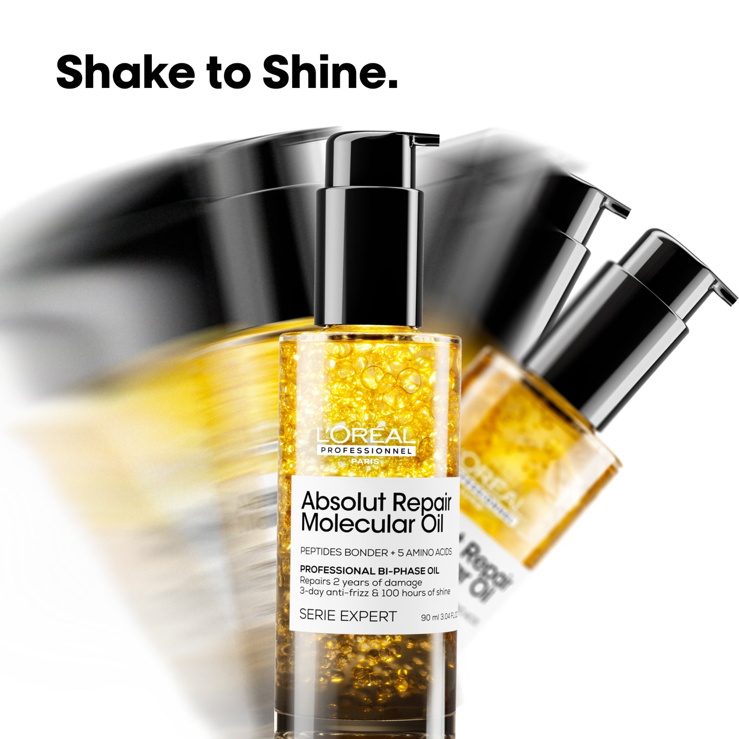 Ulei de par bifazic L’Oreal Professionnel SE Absolut Repair Molecular Oil, efect anti-frizz, nu necesita clatire, fara sulfati, 90ml