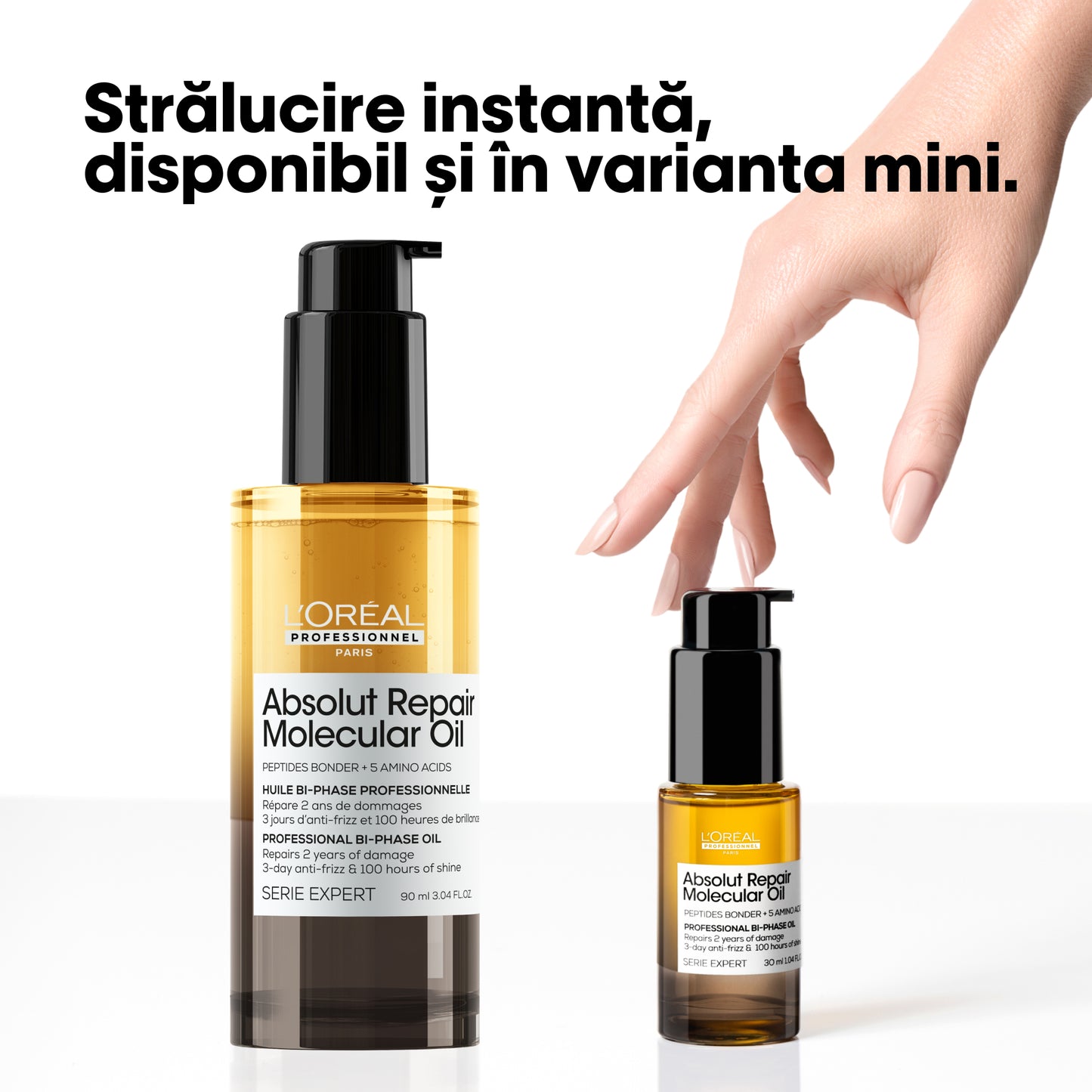 Ulei de par bifazic L’Oreal Professionnel SE Absolut Repair Molecular Oil, efect anti-frizz, nu necesita clatire, fara sulfati, 90ml
