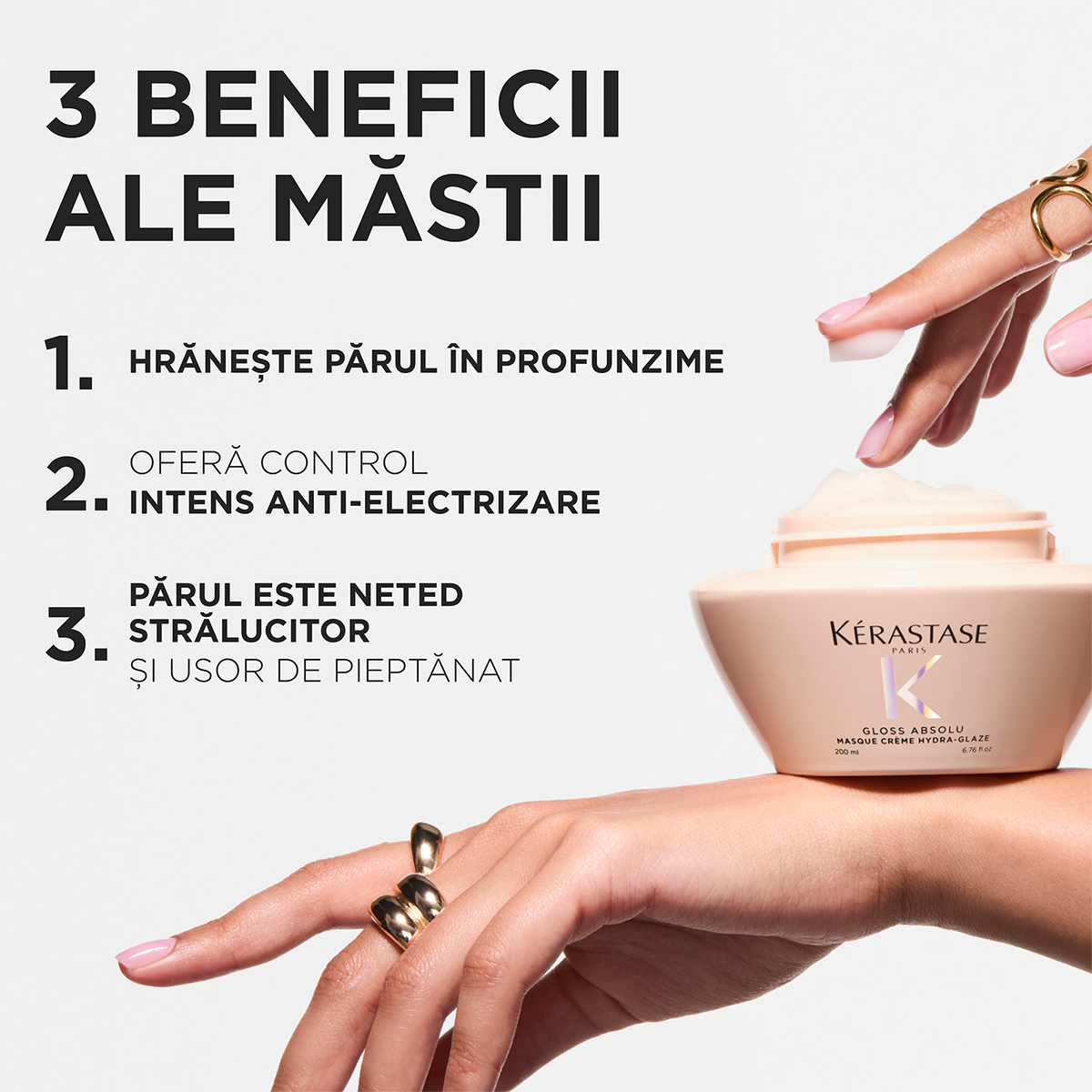 Masca pentru par gros predispus la electrizare Kérastase Gloss Absolu Masque Crème Hydra-Glaze 200 ml