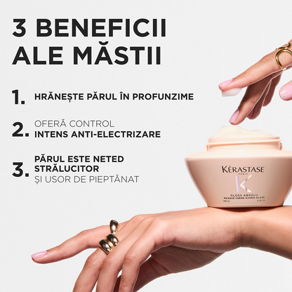 Masca pentru par gros predispus la electrizare Kérastase Gloss Absolu Masque Crème Hydra-Glaze 200 ml