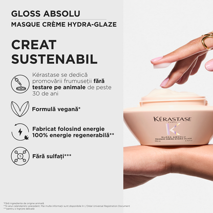 Masca pentru par gros predispus la electrizare Kérastase Gloss Absolu Masque Crème Hydra-Glaze 200 ml