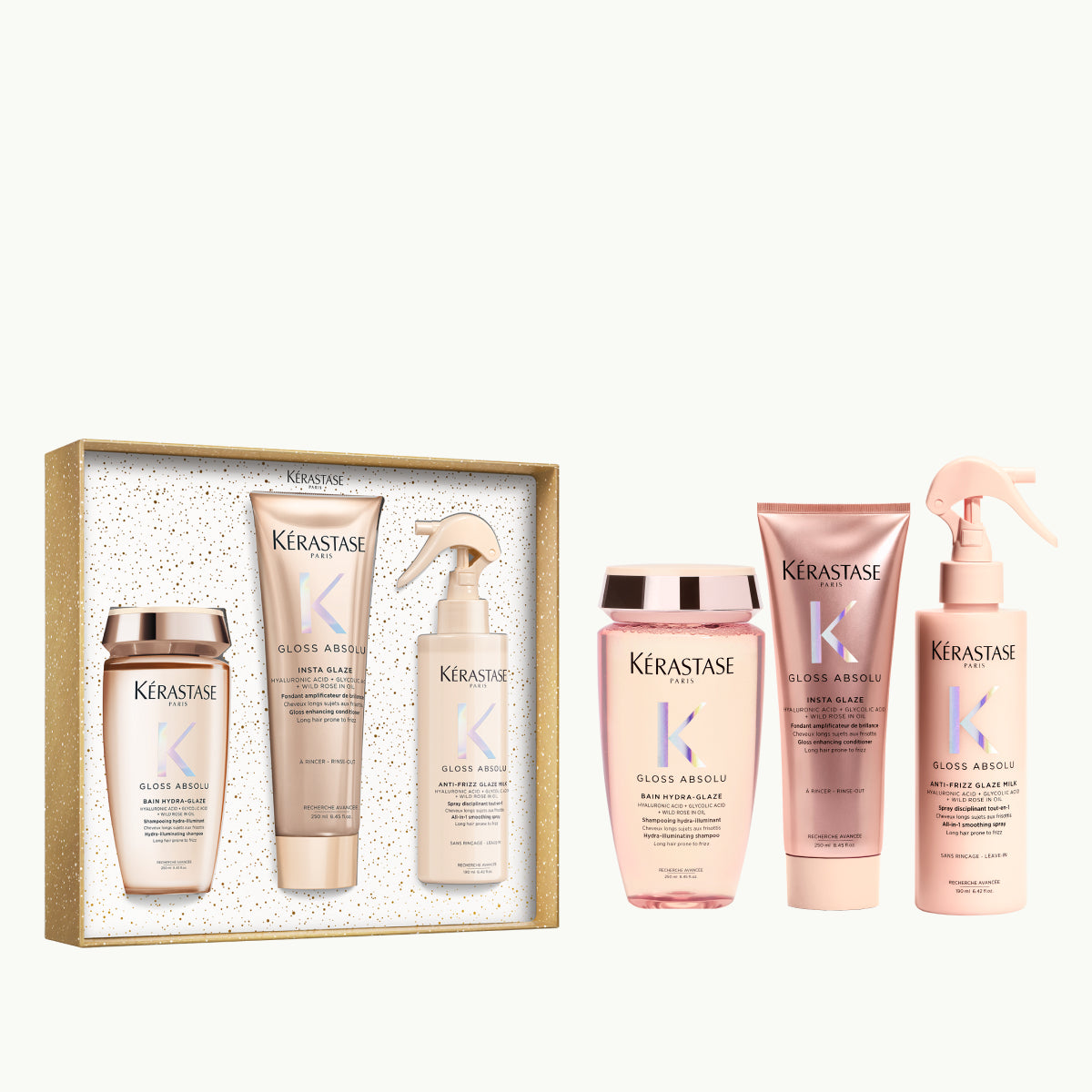 Set Kérastase Gloss Absolu Fondant Holidays 2025, Ritual de ingrijire hydra-glaze pentru un par stralucitor si plin de viata