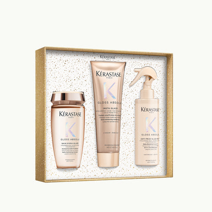 Set Kérastase Gloss Absolu Fondant Holidays 2025, Ritual de ingrijire hydra-glaze pentru un par stralucitor si plin de viata