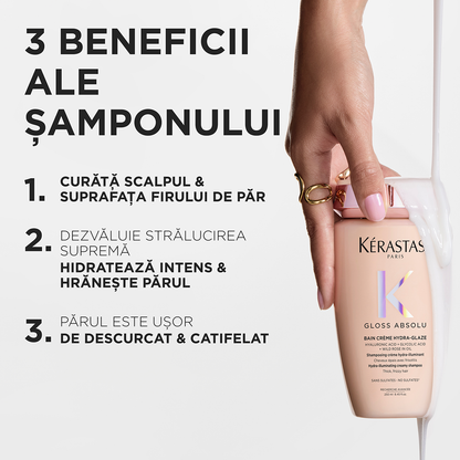 Sampon pentru par gros predispus la electrizare Kérastase Gloss Absolu Bain Crème Hydra-Glaze 250 ml