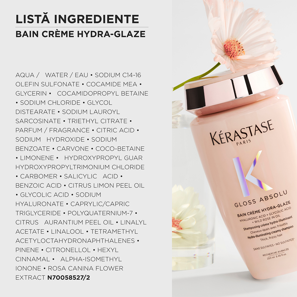 Sampon pentru par gros predispus la electrizare Kérastase Gloss Absolu Bain Crème Hydra-Glaze 250 ml
