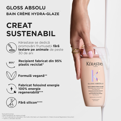 Sampon pentru par gros predispus la electrizare Kérastase Gloss Absolu Bain Crème Hydra-Glaze 250 ml
