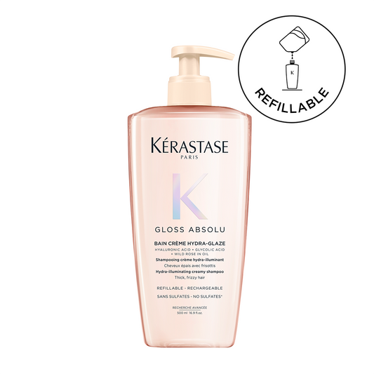 Sampon reincarcabil pentru par gros predispus la electrizare Kérastase Gloss Absolu Bain Crème Hydra-Glaze 500 ml