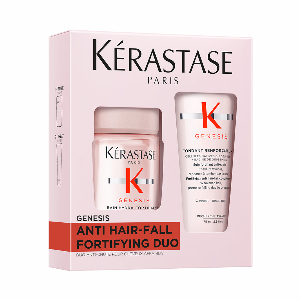 Set Kérastase Genesis Bain Hydra-Fortifiant 80ml + Fondant Renforçateur 75ml, travel size