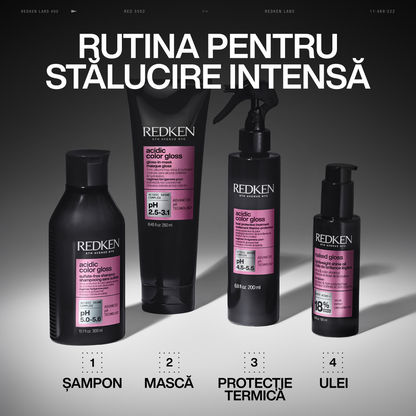 Masca pentru stralucire intensa REDKEN ACIDIC COLOR GLOSS cu otet ultra-acid, glicerina si acizi grasi saturati, pentru un par stralucitor si hidratat, 250 ml