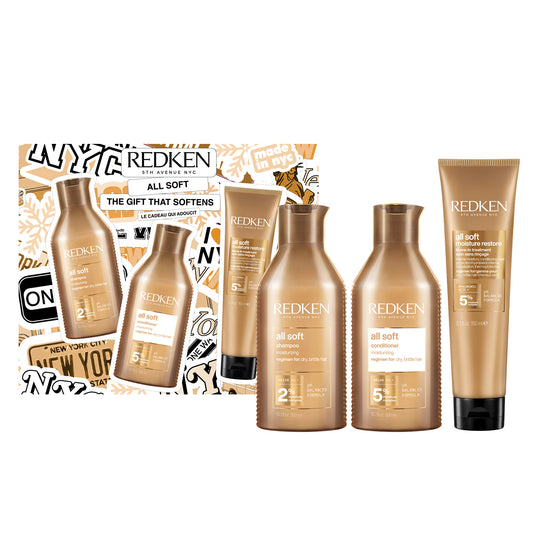 Set rutina profesionala Redken All Soft cu ulei de argan pentru par uscat