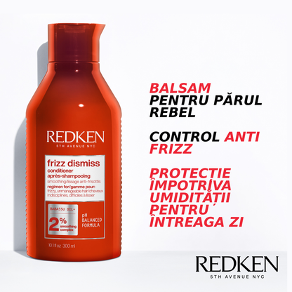Set rutina profesionala Redken Frizz Dismiss cu ulei de babassu pentru par indisciplinat, electrizat