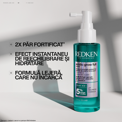 Redken Acidic Grow Full Serum 100ml – Echilibrare pH, Densitate și Fortifiere Scalp