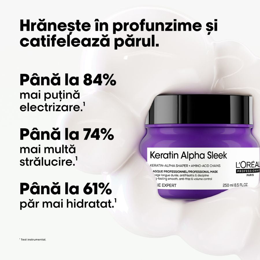 Mască anti-frizz pentru păr rebel — L'Oréal Professionnel Keratin Alpha Sleek 250ml