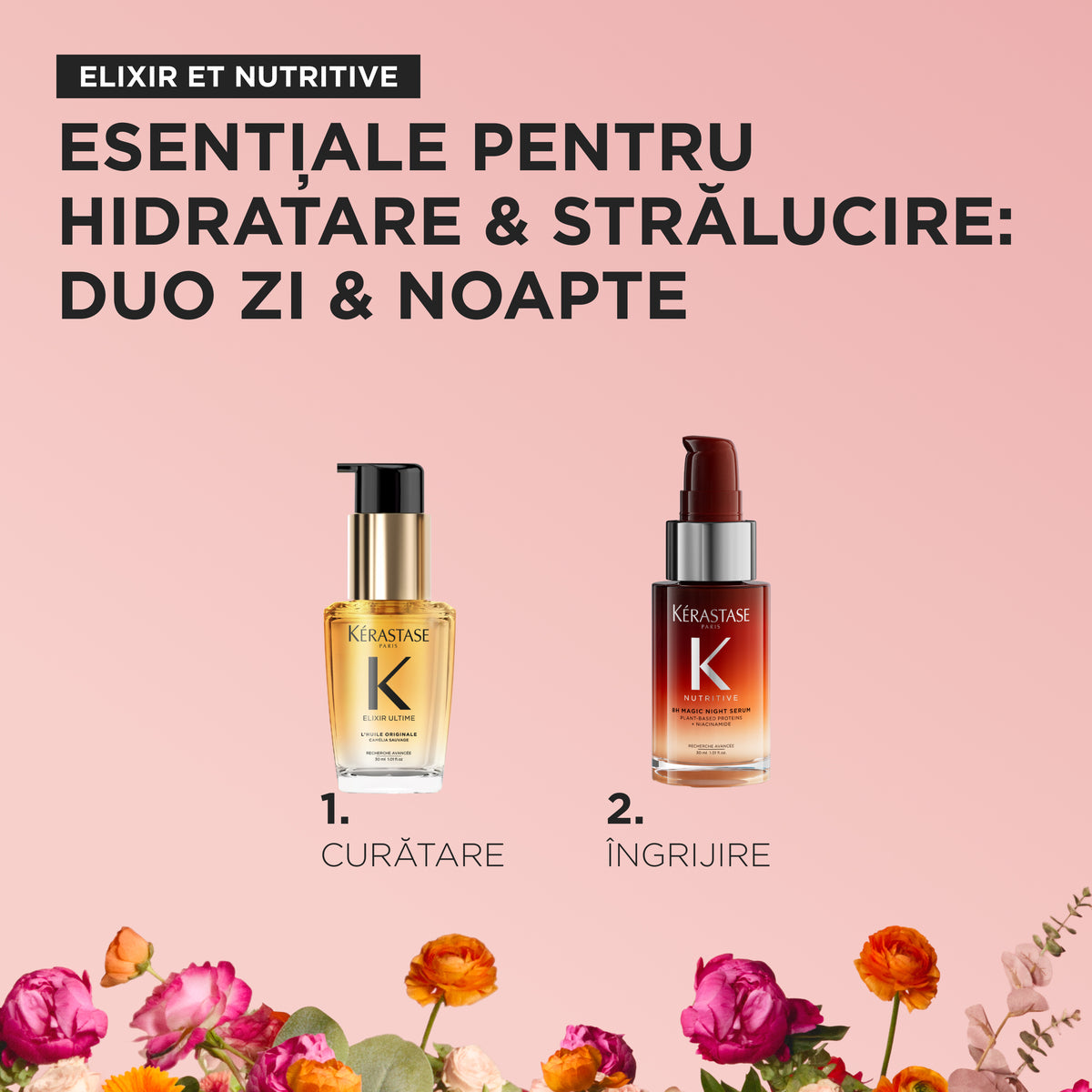 Set Kérastase Day & Night Duo Șpring 2026 – Elixir Ultime & 8H Magic Night Serum pentru Hidratare și Strălucire