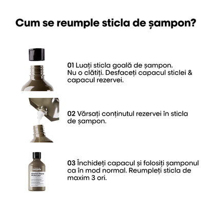 Set format din Sampon & Rezerva L’Oreal Professionnel SE Absolut Repair Molecular pentru par deteriorat, formulat cu legaturi peptidice si 5 aminoacizi, par puternic & stralucitor, 500ml + 500ml