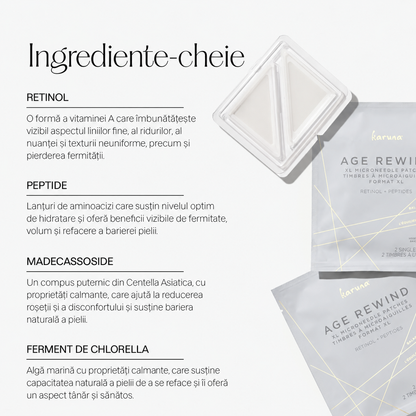 Karuna Age Rewind XL Microneedle Patches – plasturi XL cu microace, retinol și peptide