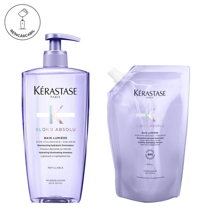 Pachet Kerastase Blond Absolu Bain Lumiere 1000ml- Sampon Reincarcabil 500ml si Rezerva 500ml