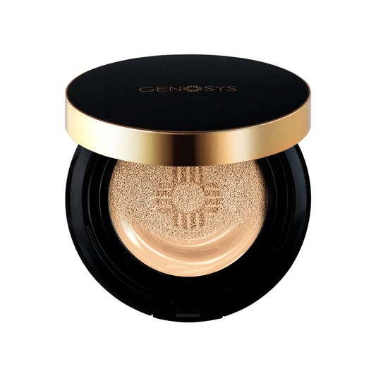 Fond de ten cushion SPF 50 – Genosys Skin Caring BB Cushion IVORY #1 + rezervă 15g, acoperire naturală și hidratare