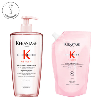 Pachet Kerastase Genesis Bain Hydra-Fortifiant 1000ml - Sampon Reincarcabil 500ml si Rezerva 500ml