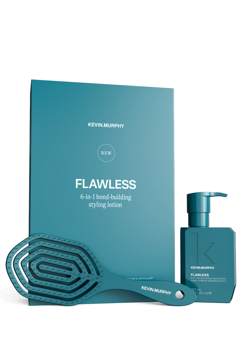Set KEVIN.MURPHY FLAWLESS – Loțiune reparatoare și de styling 6 în 1, 200 ml + perie pentru descurcare