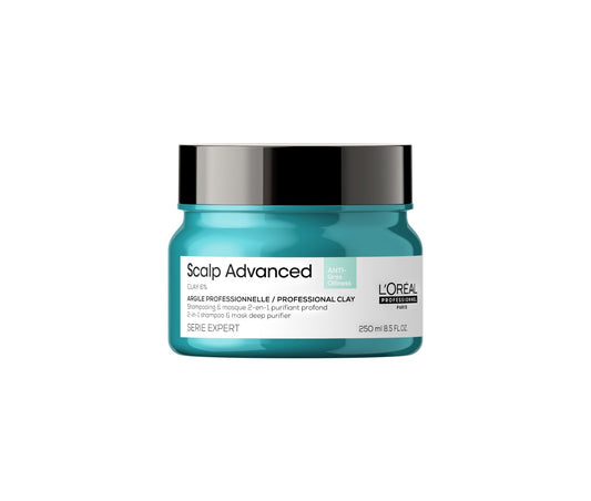 Sampon si masca 2 in 1 cu utilizari multiple pentru scalp gras L’Oreal Professionnel SE Scalp Advanced, cu 6% argilă , 250ml