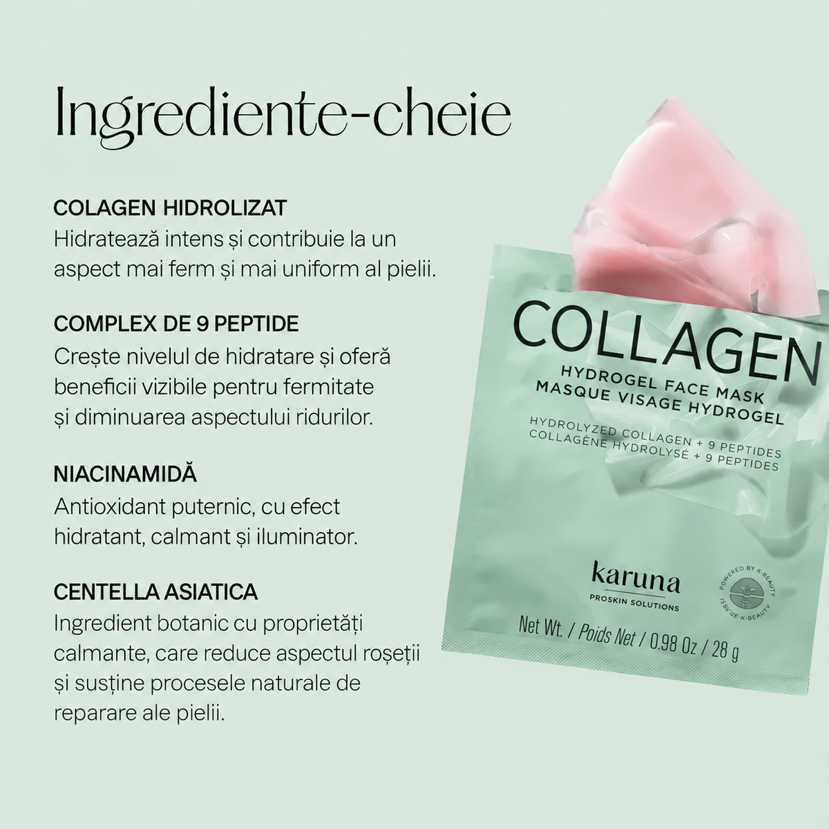 Mască de noapte cu colagen și 9 peptide Karuna Collagen Hydrogel Face Mask