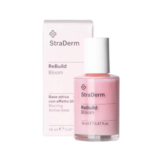 StraDerm ReBuild Bloom – Bază Tratament pentru Unghii Fragile cu Efect de Blur Roz, 14 ml