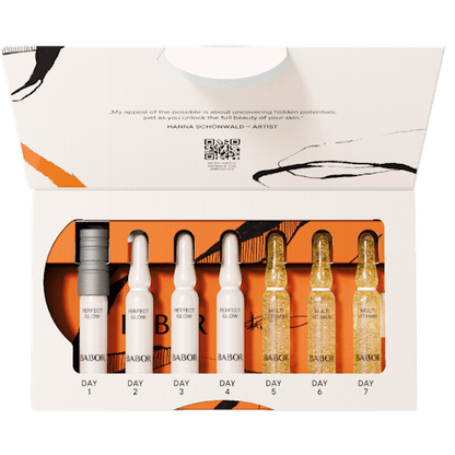 Fiole pentru luminozitate si stralucire cu retinol si vitamina B3, Babor X Hanna Schonwald Vitamin Glow Ampoule Serum Concentrate 7 x 2ml