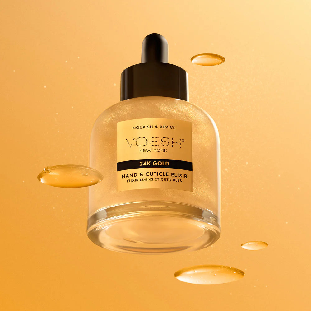 Ulei cu sclipici Voesh Hand & Cuticle Elixir 24K Gold
